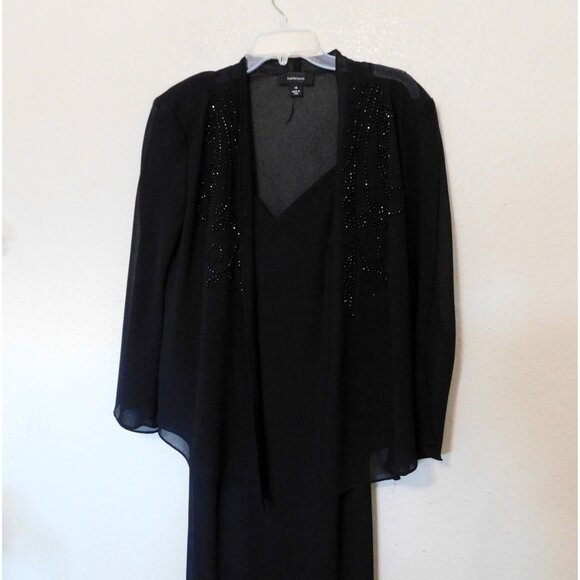 R&M Richards Black Beaded Formal Dress & Jacket Set Size 14 Elegant - Picture 13 of 14